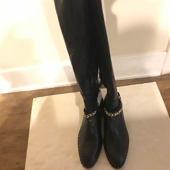 BLOGGER Zara Flat Over the Knee Boots Chain Detail - Picture 8 of 8